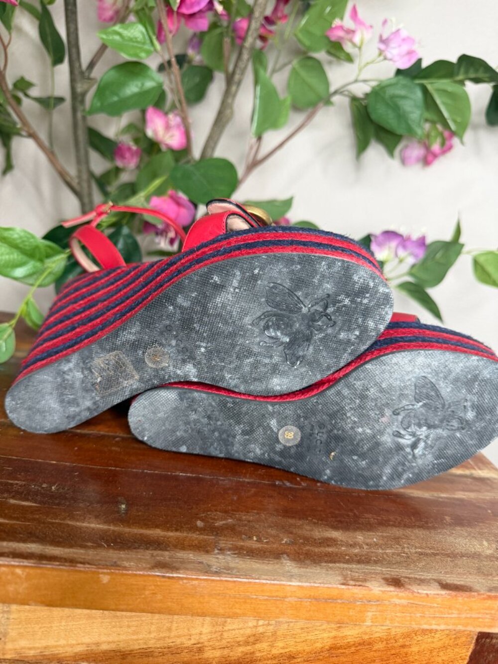 Gucci Marmont Double G Leather Espadrille Platform Sandals - 39 - Picture 6 of 6